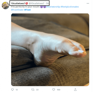 Feet pic seller using a stage name for anonymity