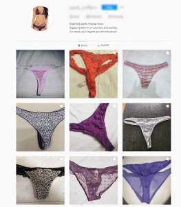 Instagram profile who has posted just the images of the panties she is trying to sell