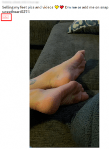Reddit feet pic seller marking her post as NSFW 