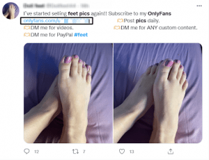 Feet pic promotion on twitter