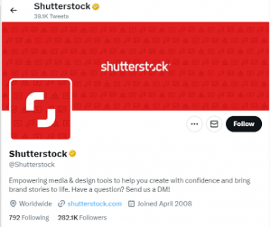 Twitter handle of Shutterstock